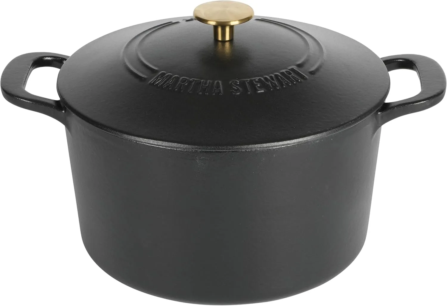 MARTHA STEWART Gatwick 7 QT Enamel Cast Iron Dutch Oven, Matte Black