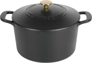 MARTHA STEWART Gatwick 7 QT Enamel Cast Iron Dutch Oven, Matte Black