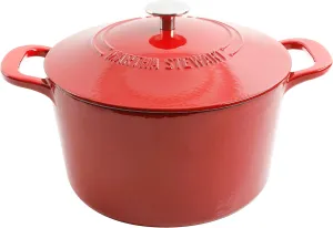 MARTHA STEWART Gatwick 7 QT Enamel Cast Iron Dutch Oven, Red Ombre