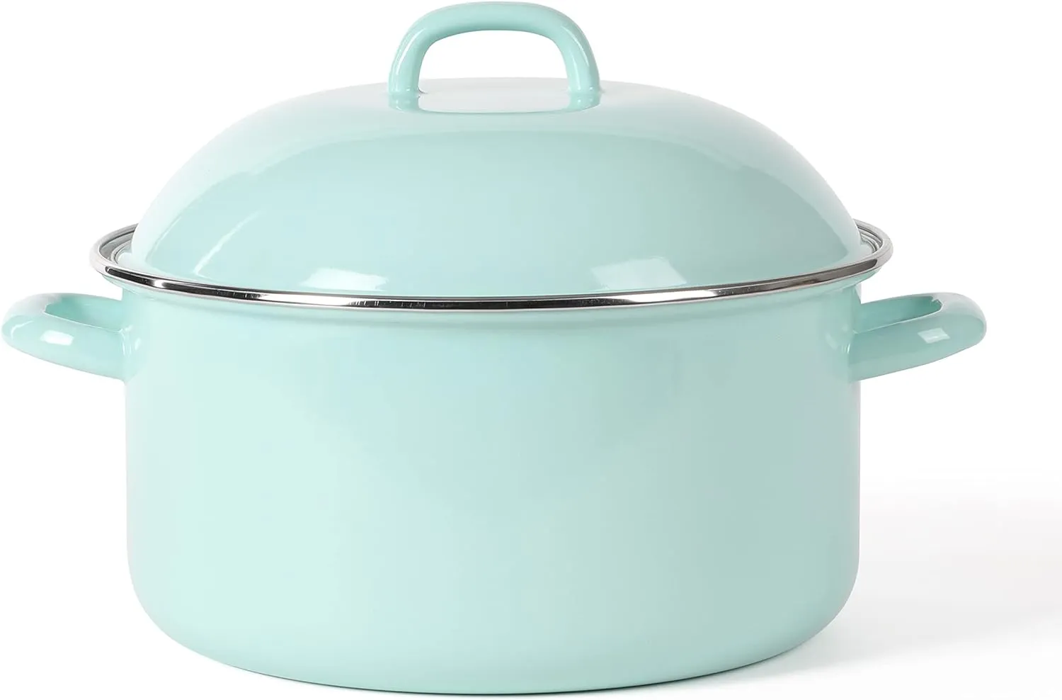 Martha Stewart Thayer 6.4-Quart Enamel On Steel Scratch Resistant Dutch Oven w/Lid - Martha Blue, Induction Safe