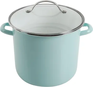 Martha Stewart Thayer 8-Quart Enamel On Steel Scratch Resistant Stock Pot w/Lid - Martha Blue