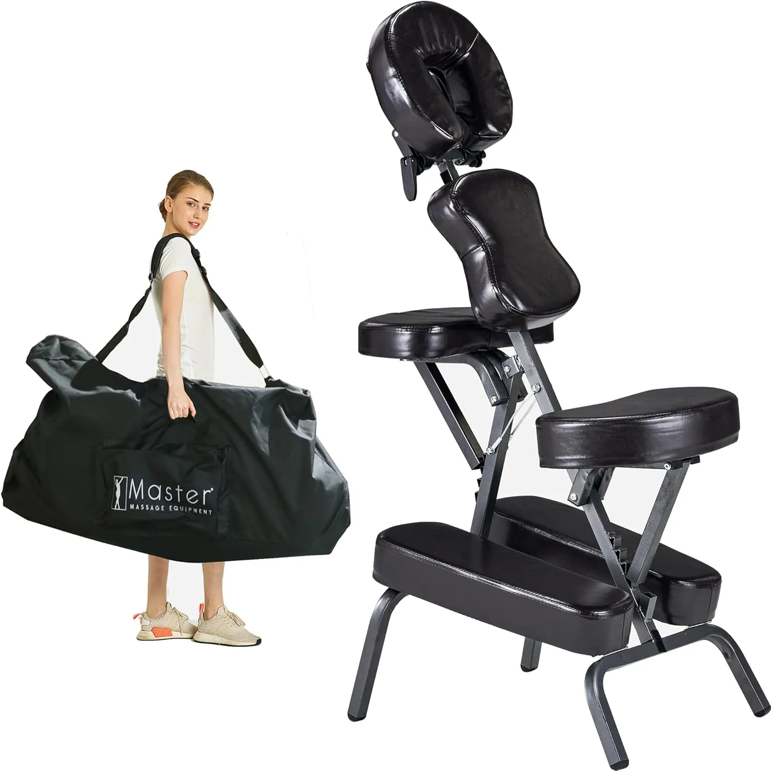 Master Massage Bedford Massage Chair: Portable Lightweight, Height Adjustable, Folding Salon Chair - Ideal for Tattoos & Spa Professionals