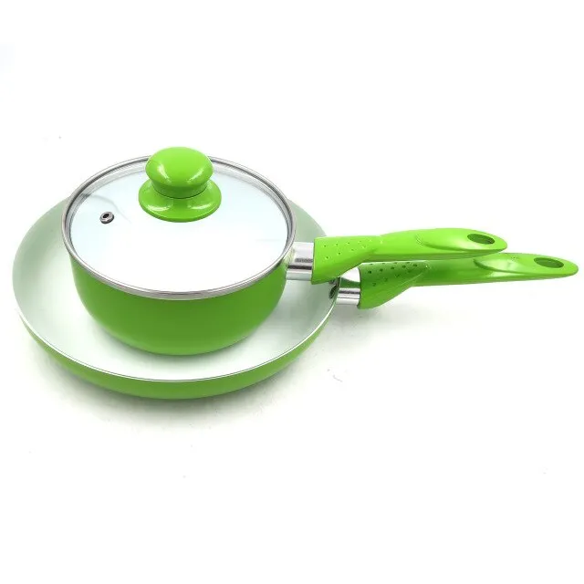Master Star Apple Green Pan Set Breakfast SaucePan Omelette Maker 24cm Fry Pan Cookware For Kids With 16cm Soup Pot