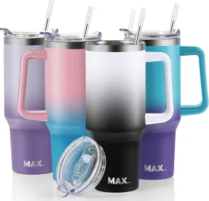 MaxBase 40 Oz Tumbler with Handle and Straw Lid, Insulated Reusable Stainless Steel Travel Mug Keeps Drinks Cold up to 34 Hours, 100% Leakproof Bottle (Ink2)