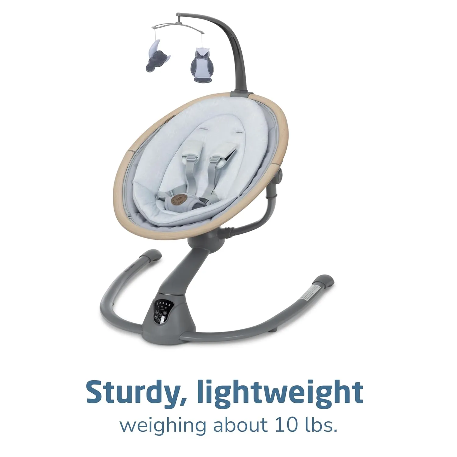 Maxi-Cosi Cassia Baby Swing: Portable, 360 Rotation, 5 Speeds, 12 Melodies, Recycled Fabric, Slate