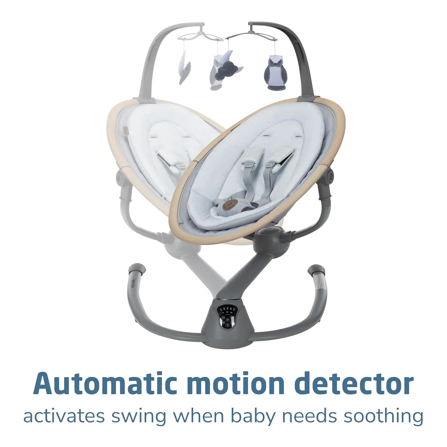 Maxi-Cosi Cassia Baby Swing: Portable, 360 Rotation, 5 Speeds, 12 Melodies, Recycled Fabric, Slate