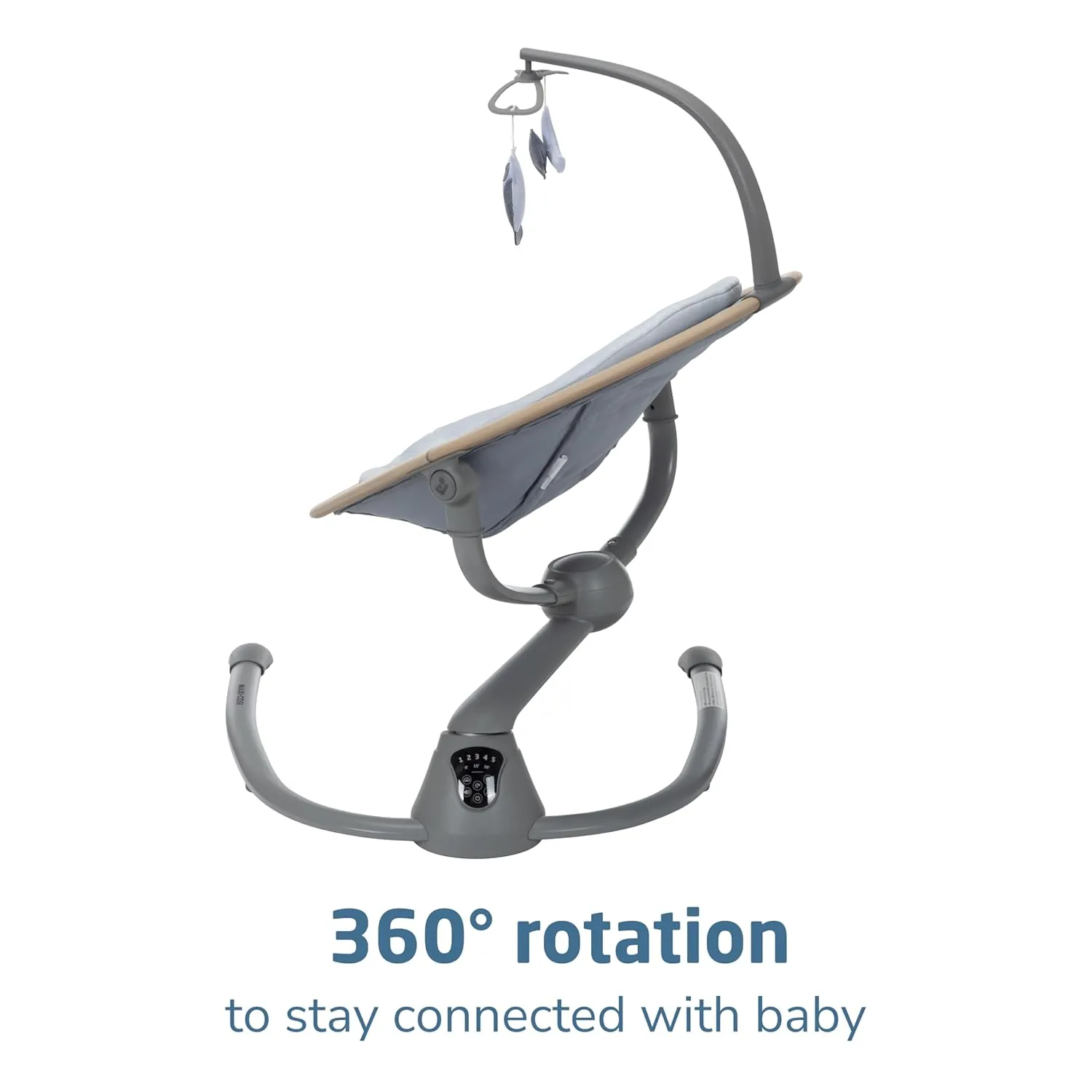 Maxi-Cosi Cassia Baby Swing: Portable, 360 Rotation, 5 Speeds, 12 Melodies, Recycled Fabric, Slate