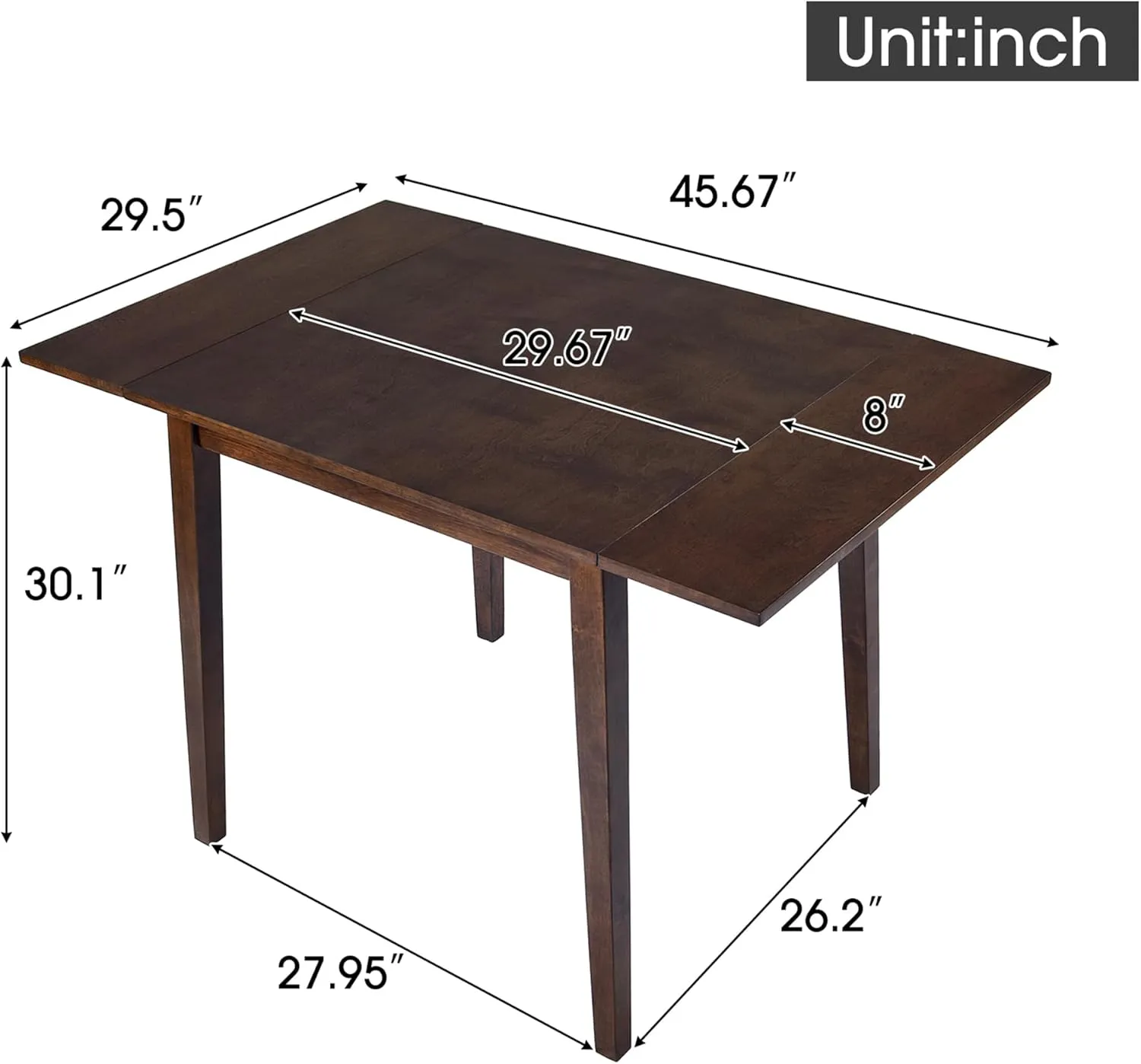Merax Wooden 29"- 45" Extendable Rectangular Dining Table with Drop Leaf,Space Saving, Easy Assemble Brown