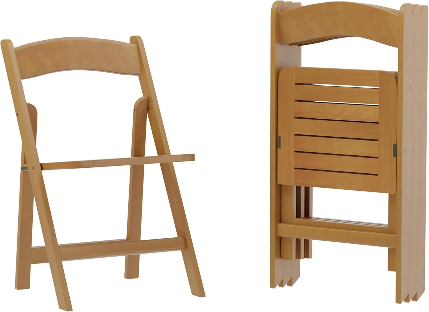 Merrick Lane Nathan Folding Solid Wood Dining Chair, Luxurious Curved Back, Versatile, Solid Beechwood Construction, Mortise & Tenon, Set of 4, Oak