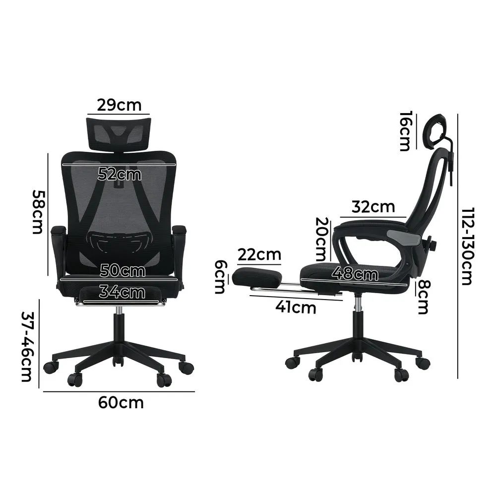 Mesh Office Chair Adjustable Lumbar Support Black/White
