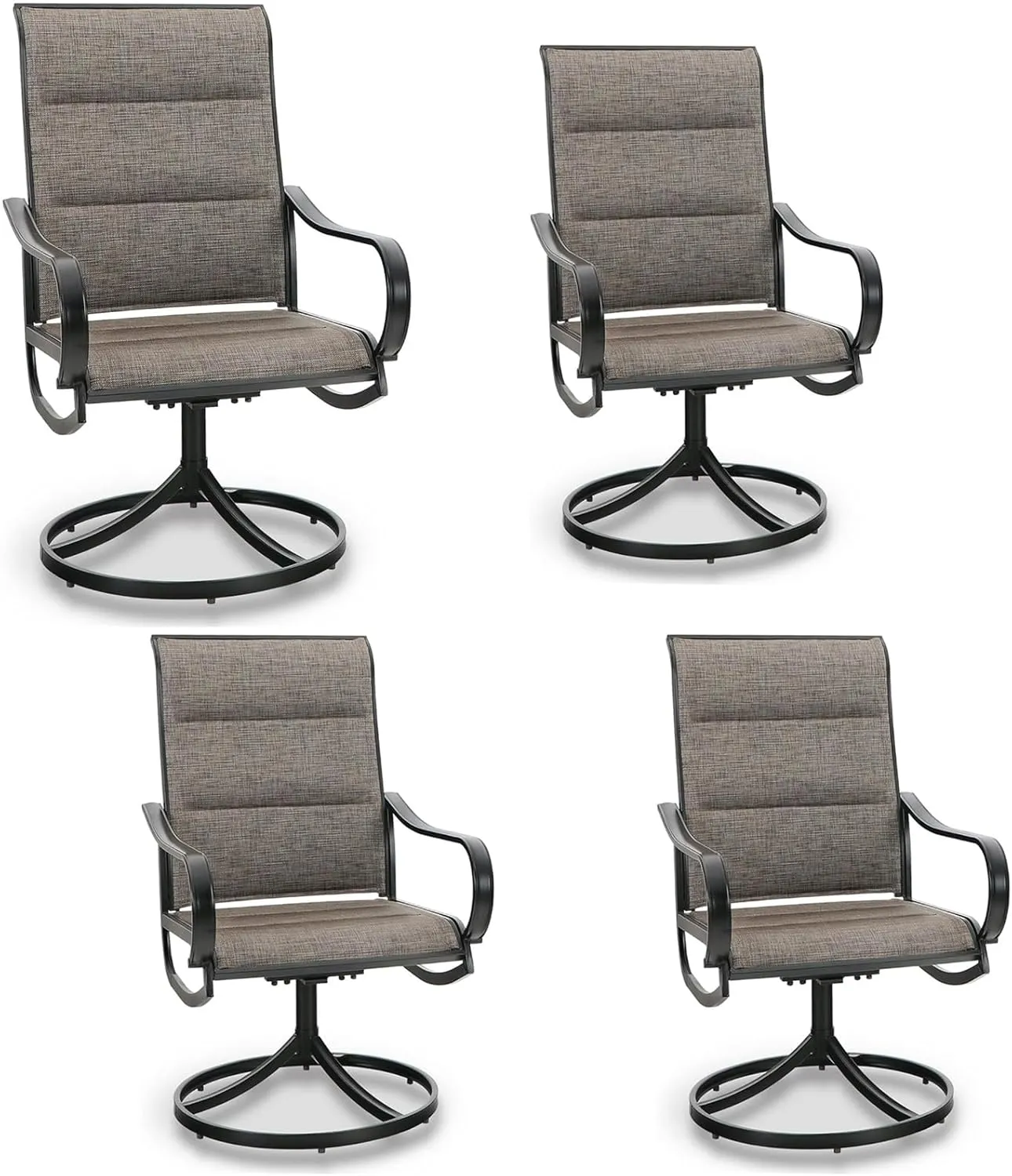MFSTUDIO Swivel Patio Dining Chairs Set of 4, Outdoor Dining Chairs with Padded Textilene Fabric & Sturdy Metal Frame, All Weather Outdoor Sling Furniture Chairs for Deck, Backyard, Garden and Lawn