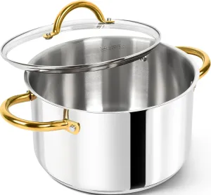 MICHELANGELO 6 Quart Stainless Steel Stock Pot With Lid - Induction Compatible Soup Pot, Cooking Pot With Riveted Handle, Oven & Dishwasher Safe