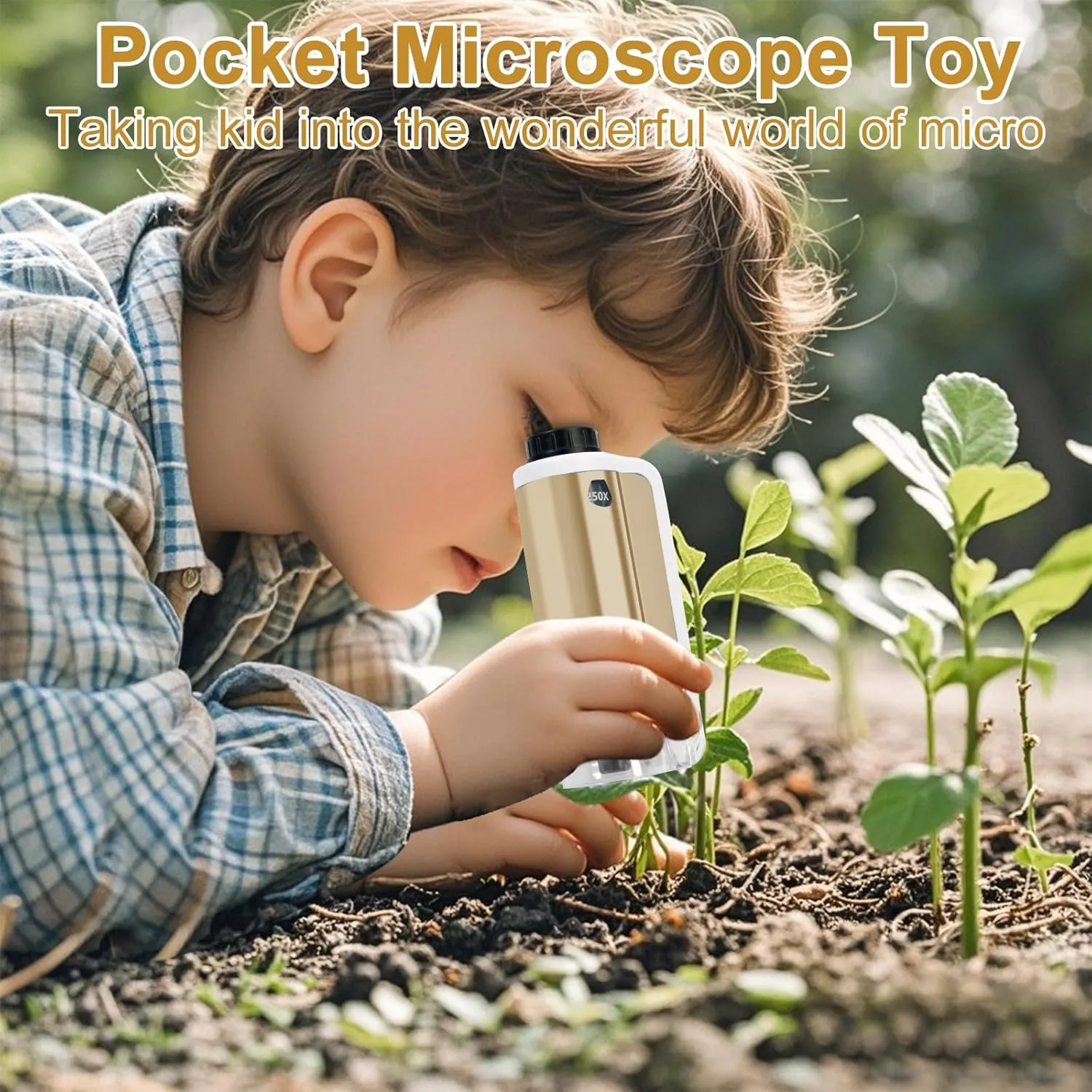 Microscope for Kids, SETFLAGS 250x Magnification Portable Pocket Microscope and 14 Slides,Science Kits STEM Toys for Kids, 4 Blank Slides, Educational Science Experiment Toy for DIY Specimen, Age 6 