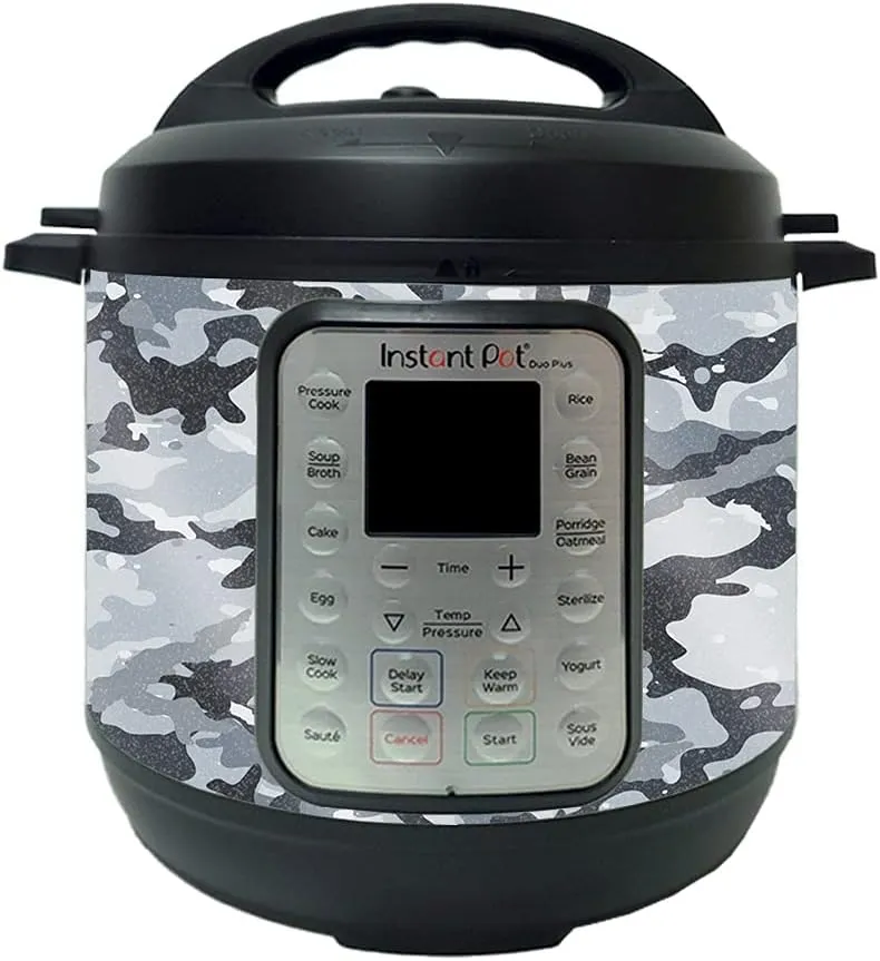 MightySkins Glossy Glitter Skin Compatible with Instant Pot Duo 6-QT - Gray Camouflage | Protective, Durable High-Gloss Glitter Finish | Easy to Apply, Remove, and Change Styles | Made in The USA
