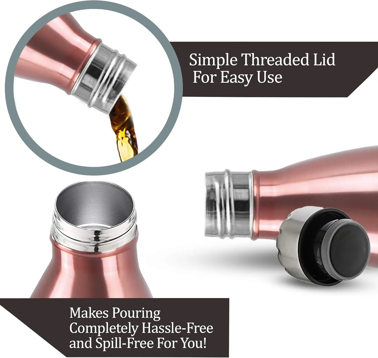 Milton Insulated Water Bottle 500 ml, (17 oz) Stainless Steel Double Walled Vacuum for 24 Hours Hot and Cold, Leakproof, BPA Free, Thermosteel Duo-DLX 500 Rose Gold
