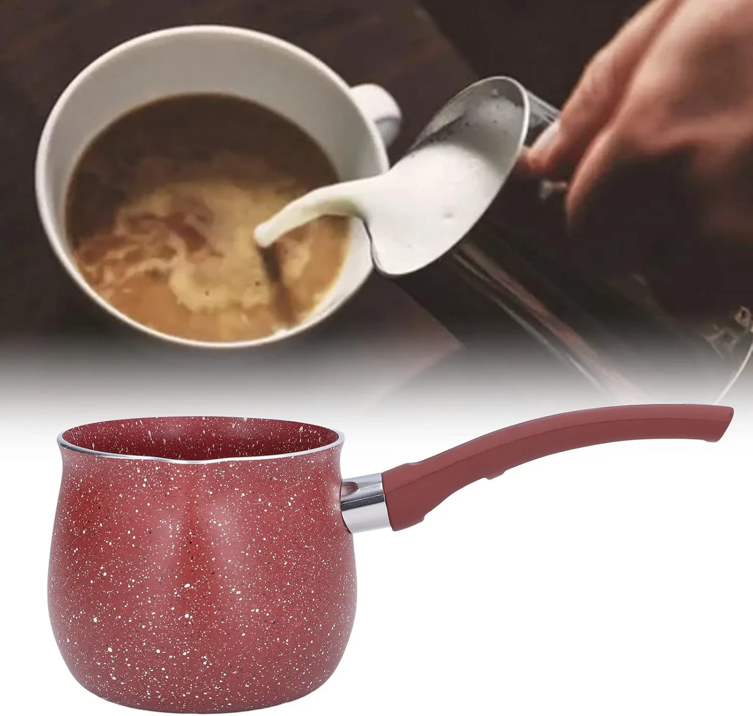 Mini Butter Warmer Pan, Butter Pot, Dansk Butter Warmer, Dansk Cookware, Single Handle Coffee Warmer Boiling Pot Mini Milk Pan Aluminum Alloy Non Stick Anti Scalding for Cooking(Red)