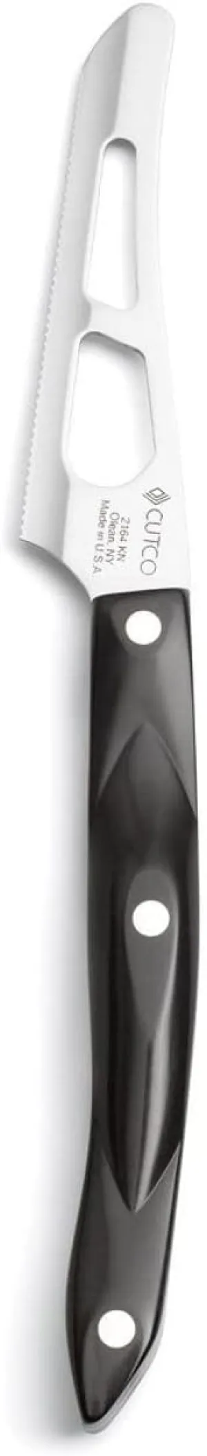 Model 2164 CUTCO Petite Cheese Knife with 3.8" Micro-D serrated edge blade and 5" Classic Dark Brown handle (often called "Black")...............In Factory-sealed plastic bag.