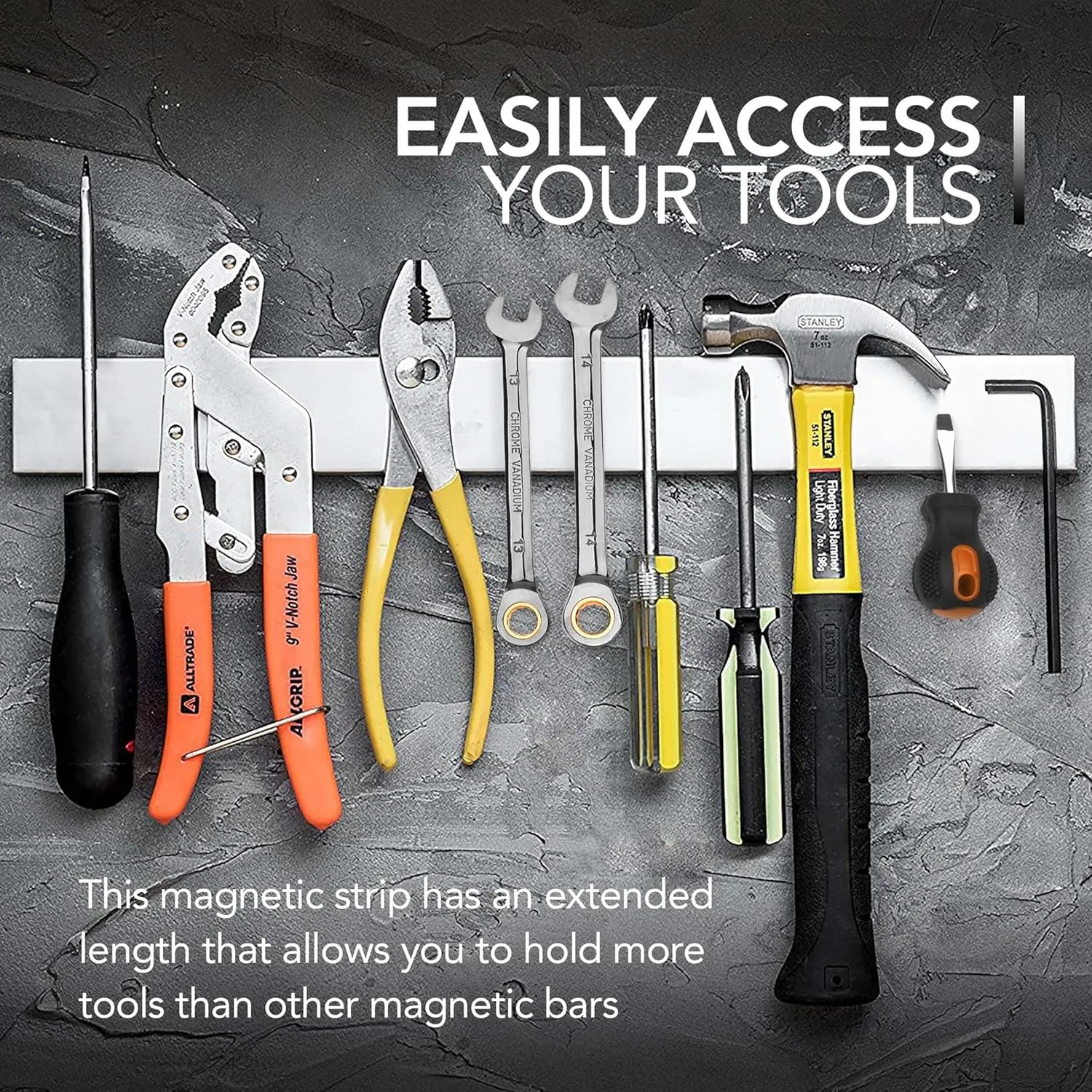 Modern Innovations 18 Inch Magnetic Knife Holder for Refrigerator, Magnetic Knife Holders for Fridge or Kitchen Wall No Drilling, Magnet Strips for Knives & Metal Utensils, Tool Rack, Stainless Steel