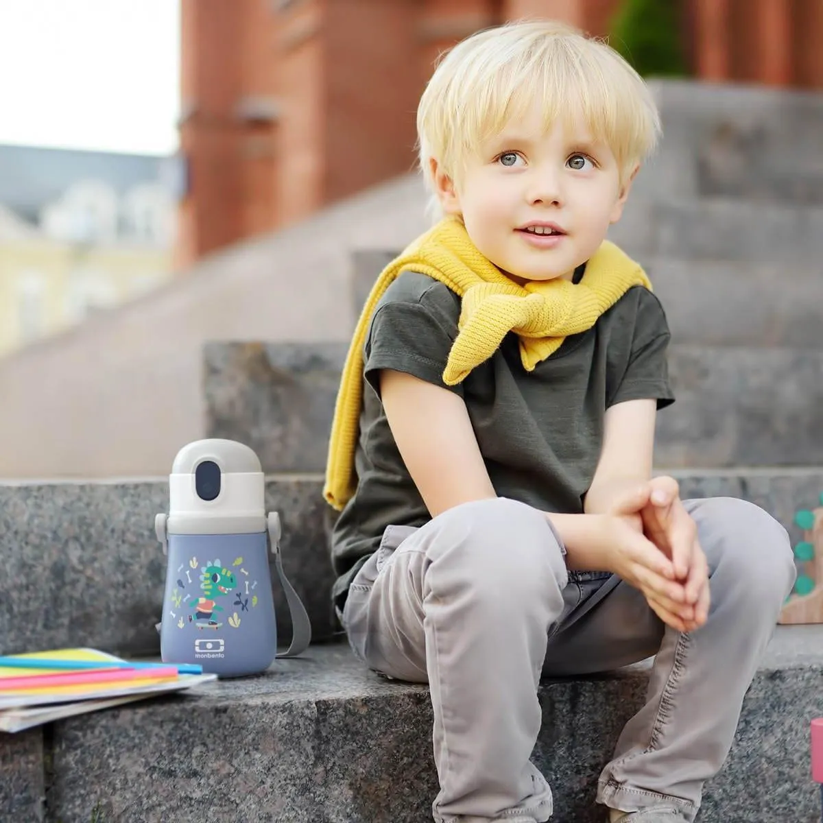 Monbento  MB Stram Insulated Kids Bottle- Blue Dino