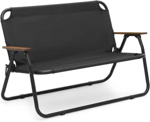 MoNiBloom Folding Double Seat Camping Chair Outdoor Beach Lawn Picnic Hiking Travel Portable Foldable Collapsible 2-Person Camp Loveseat Chair for Adults (Black)