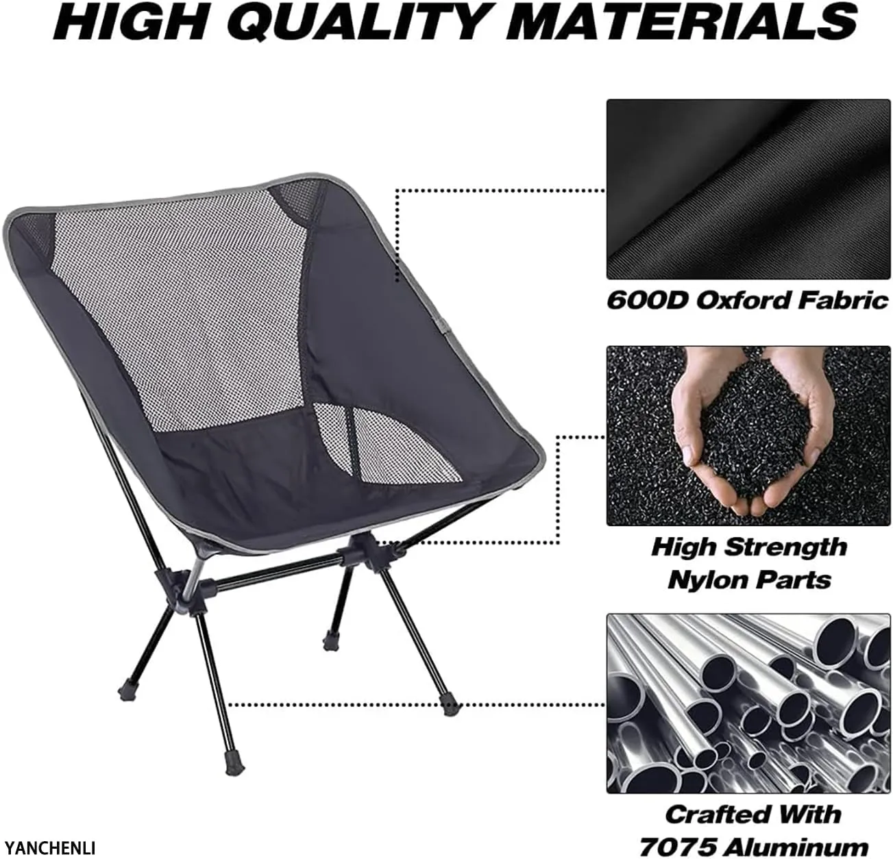 Moon Stool Portable Camping Chair Durable and Comfortable Folding Camping Chair, Perfect for Outdoor Activities, Max Load 220 lbs, Made with Aircraft Grade Aluminum (Rice White,Small Size)