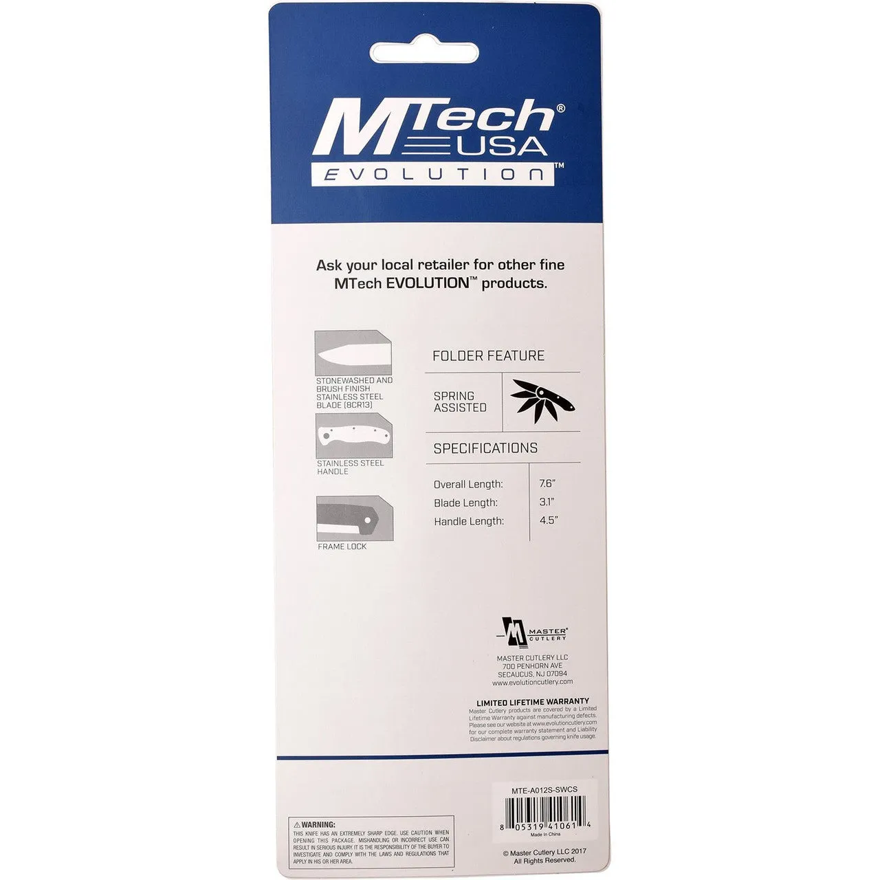 MTech Evolution MTE-A012S-SW Spring Assisted Knife