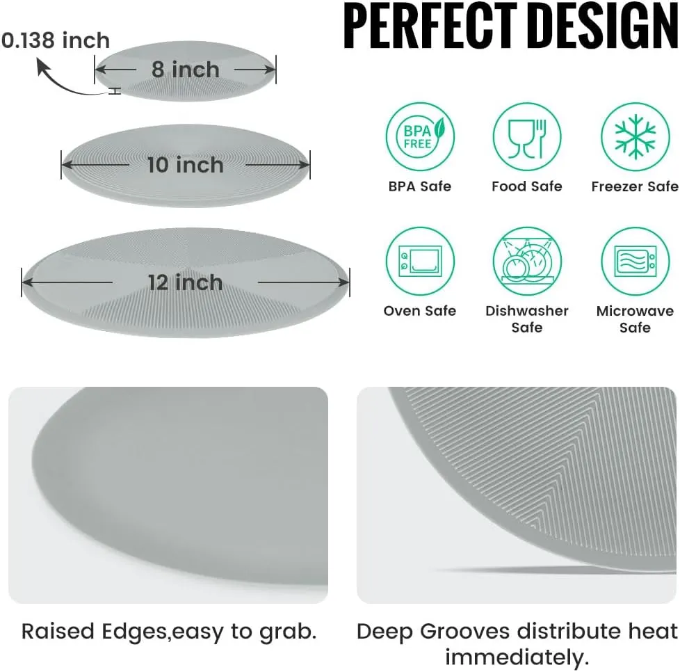 Multi-use Microwave Mat, 3 Pack Trivets, Hot Pad, Pot Holders, Place Mat, Utensils Rest, Silicone Cover Pad for Kitchen Counter (Non-Slip, Heat Resistant, Dishwasher Safe)