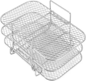 Multifunctional Fryer Rack Accessories, 3 Stackable Racks Air Fryer Stainless Steel Stand Compatible with Pot, Cosori, Airfryer for Dehydrating Fruit, Meat, Jerky