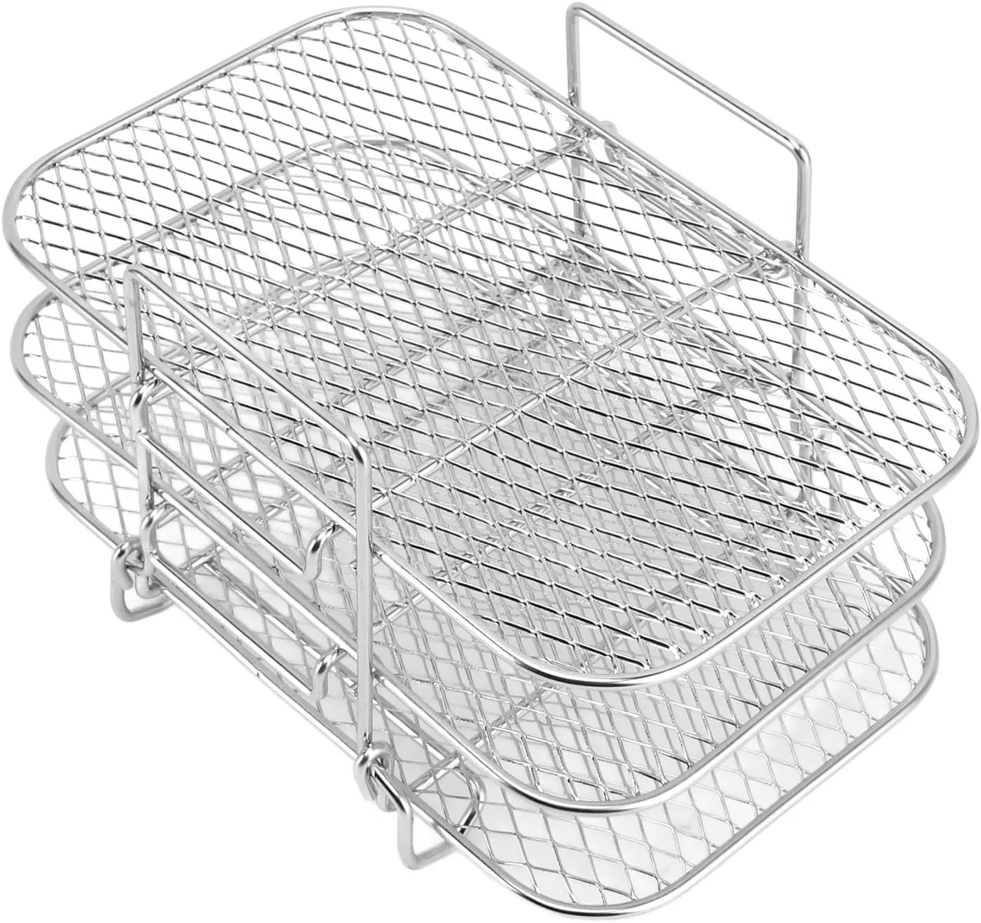 Multifunctional Fryer Rack Accessories, 3 Stackable Racks Air Fryer Stainless Steel Stand Compatible with Pot, Cosori, Airfryer for Dehydrating Fruit, Meat, Jerky