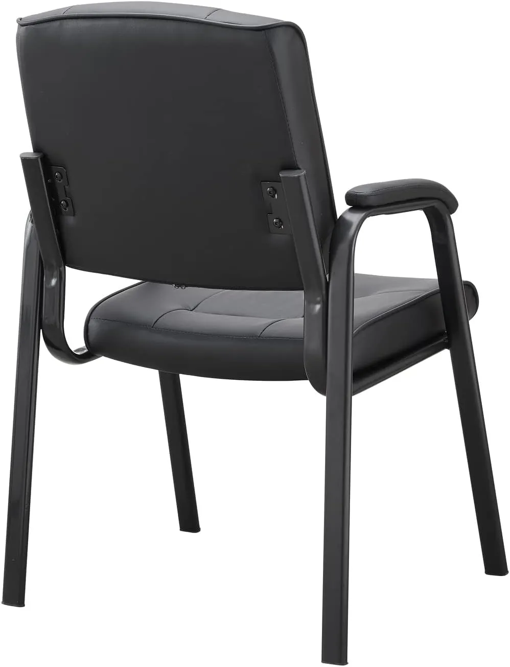 Naomi Home Office Guest and Reception Chairs with Extra Seating Area, Padded Arms and Back Support, Office Chair with No Wheels Set of 2, Silla de Oficina - Faux Leather, Black