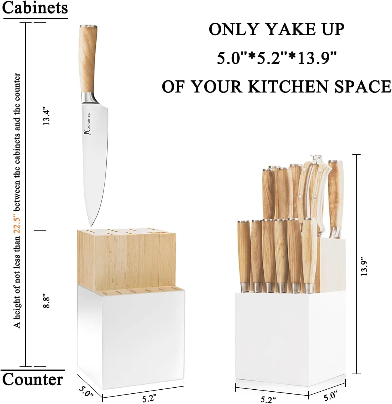Natura Series 14 PCS Knife Block Set, Ultra Sharp High Carbon Stainless Steel with Wooden Handle