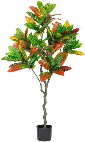 Naturae Decor Croton Plant - Lifelike Artificial Indoor and Outdoor House Plant - UV Resistant - 49 in High