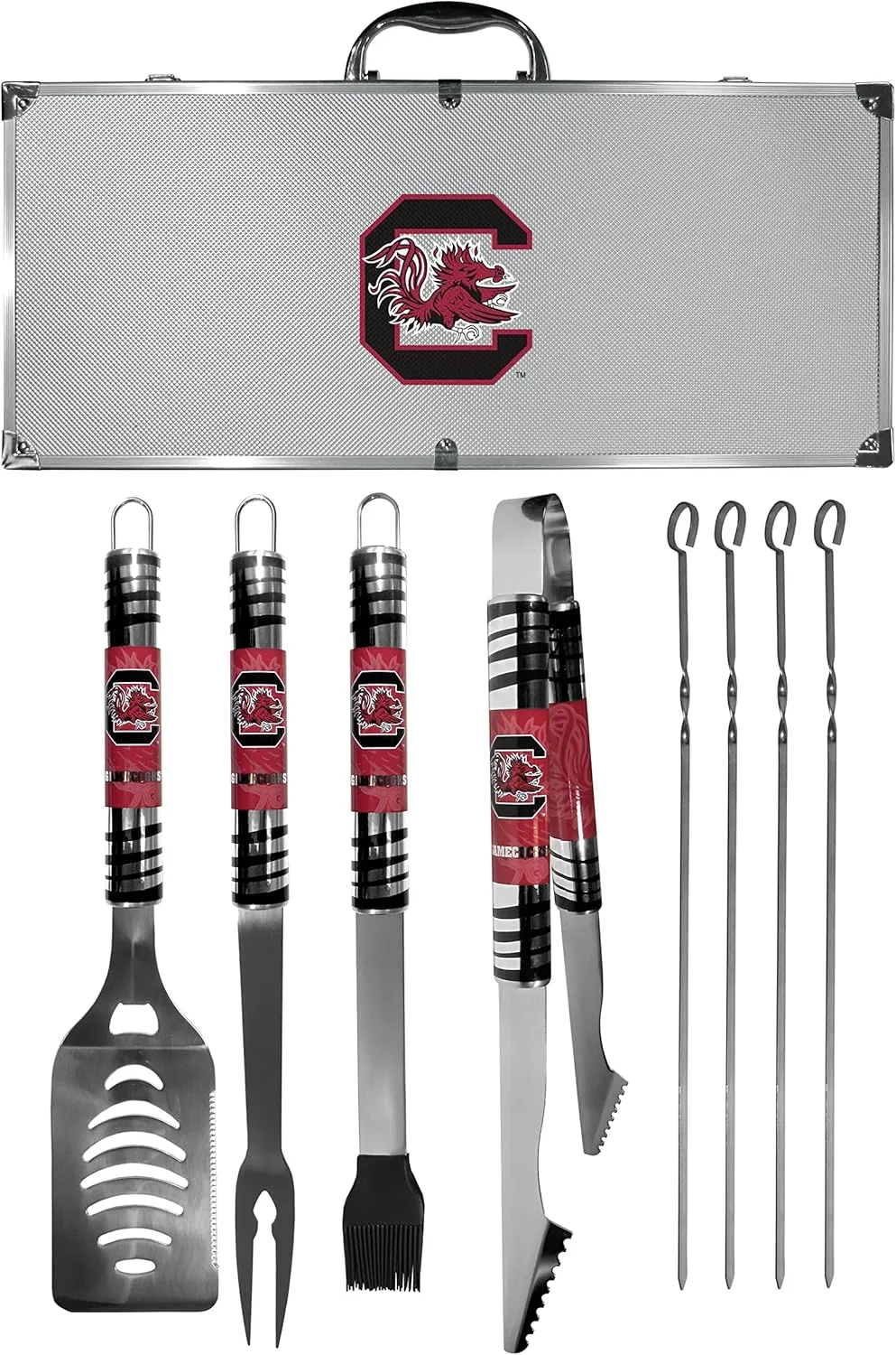 NCAA Siskiyou Sports Fan Shop South Carolina Fighting Gamecocks Steel Tailgater BBQ Set w/Case 8 piece Gray