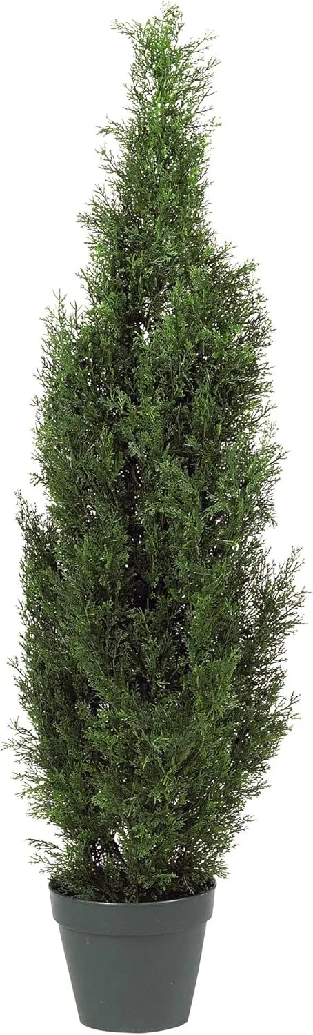 Nearly Natural 4FT Faux Cedar Tree, Outdoor Front Porch Décor, Faux Cedar Tree Pine Tree in Nursery Planter with UV Resistant Coating