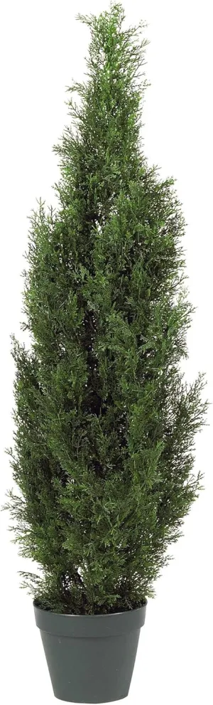 Nearly Natural 4FT Faux Cedar Tree, Outdoor Front Porch Décor, Faux Cedar Tree Pine Tree in Nursery Planter with UV Resistant Coating