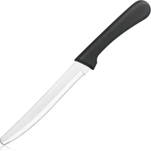 New Star Foodservice Stainless Steel Steak Knife, 4.5-Inch Rounded Serrated Blade with Plastic Handle, Set of 12