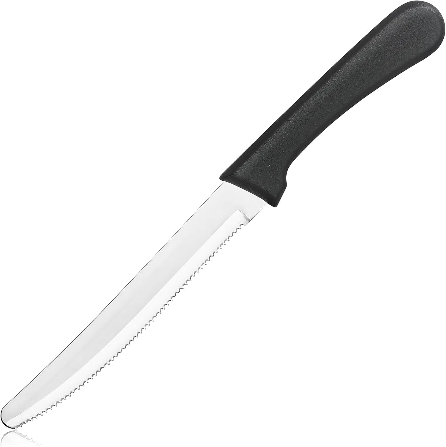 New Star Foodservice Stainless Steel Steak Knife, 4.5-Inch Rounded Serrated Blade with Plastic Handle, Set of 12