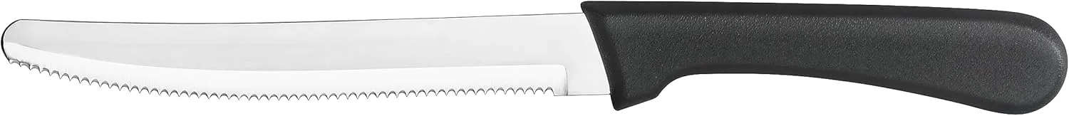 New Star Foodservice Stainless Steel Steak Knife, 4.5-Inch Rounded Serrated Blade with Plastic Handle, Set of 12