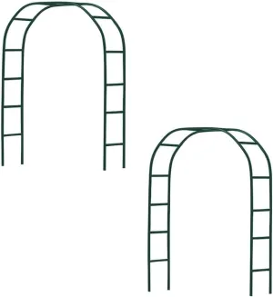 Newsmarts 2PCS 7.9Ft Metal Garden Arch Army Green Garden Arbor for Various Climbing Plant Roses Vines Bridal Party Decoration