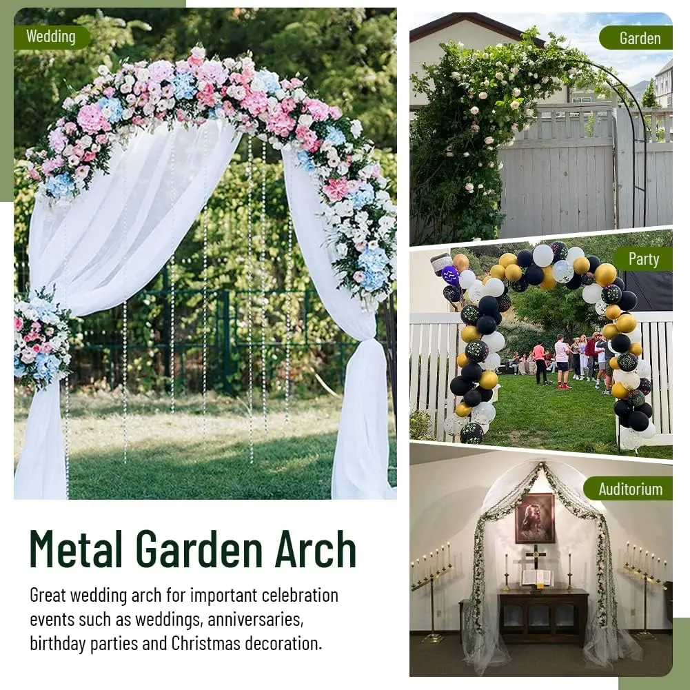 Newsmarts 2PCS 7.9Ft Metal Garden Arch Army Green Garden Arbor for Various Climbing Plant Roses Vines Bridal Party Decoration