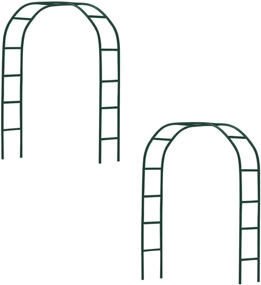 Newsmarts 2PCS 7.9Ft Metal Garden Arch Army Green Garden Arbor for Various Climbing Plant Roses Vines Bridal Party Decoration