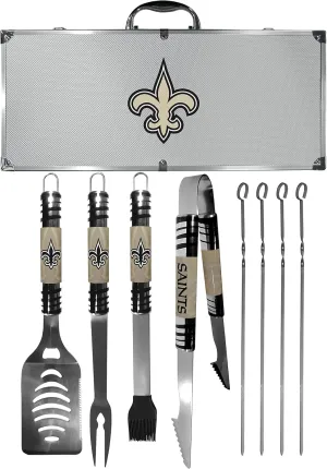 NFL Siskiyou Sports Fan Shop New Orleans Saints Steel Tailgater BBQ Set w/Case 8 piece Gray