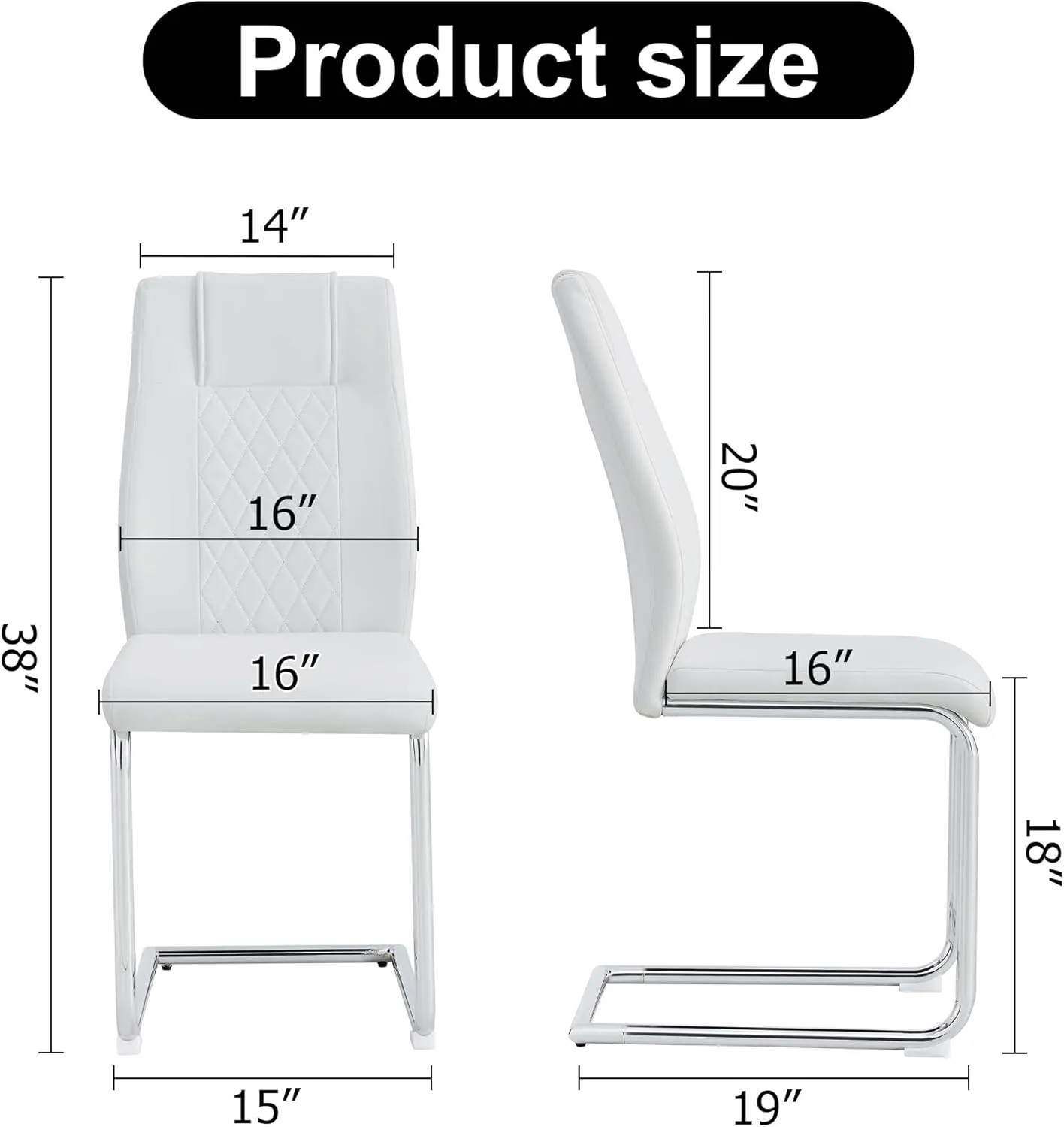 NicBex Modern Dining Chairs Faux Leather Padded Seat Dining Room Chairs with Metal Legs for Kitchen, Living, Bedroom, Dining Room Side Chairs Set of 6,White PU