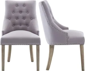 NOBPEINT Dining Chair Gray Fabric Leisure Padded Ring Chair, Nailed Trim, Set of 2