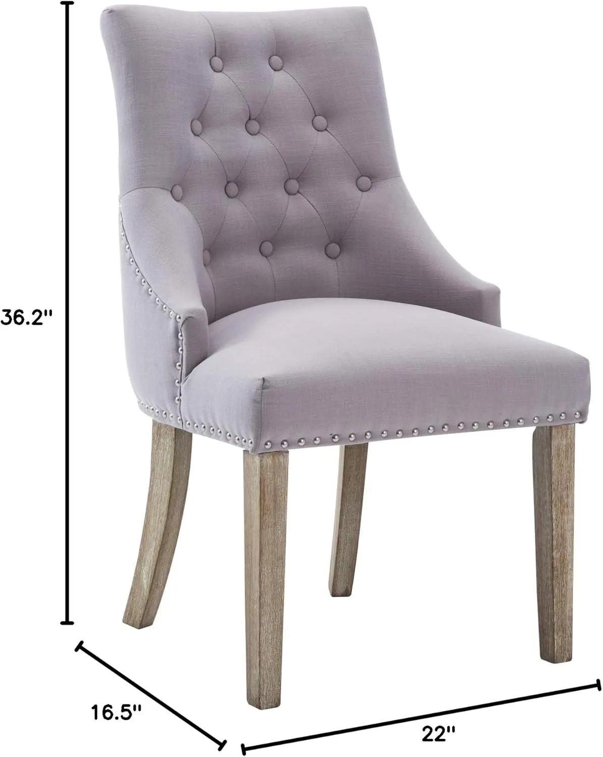 NOBPEINT Dining Chair Gray Fabric Leisure Padded Ring Chair, Nailed Trim, Set of 2