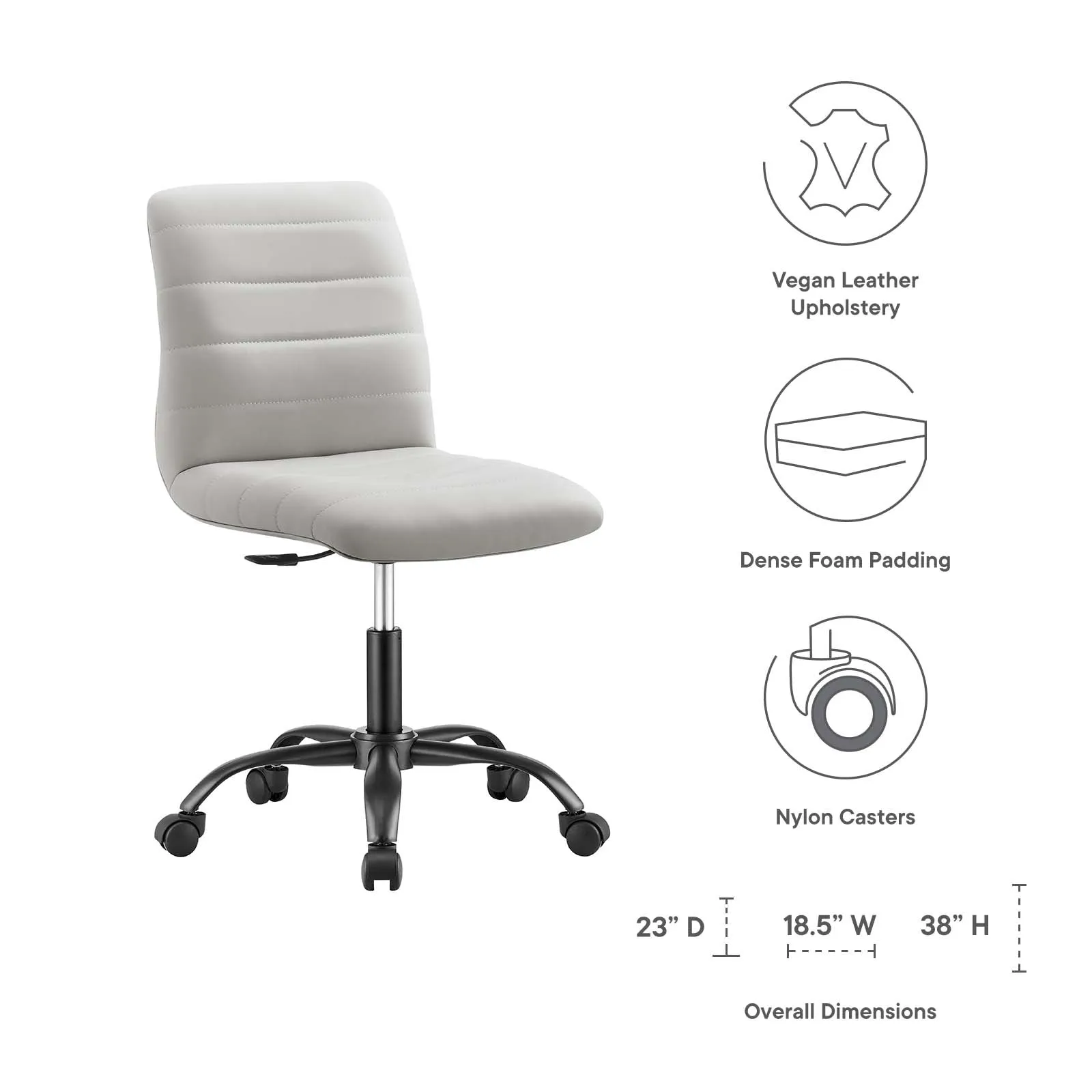 Nomad Ergonomic Office Chair in Light Gray Vegan Leather/Black