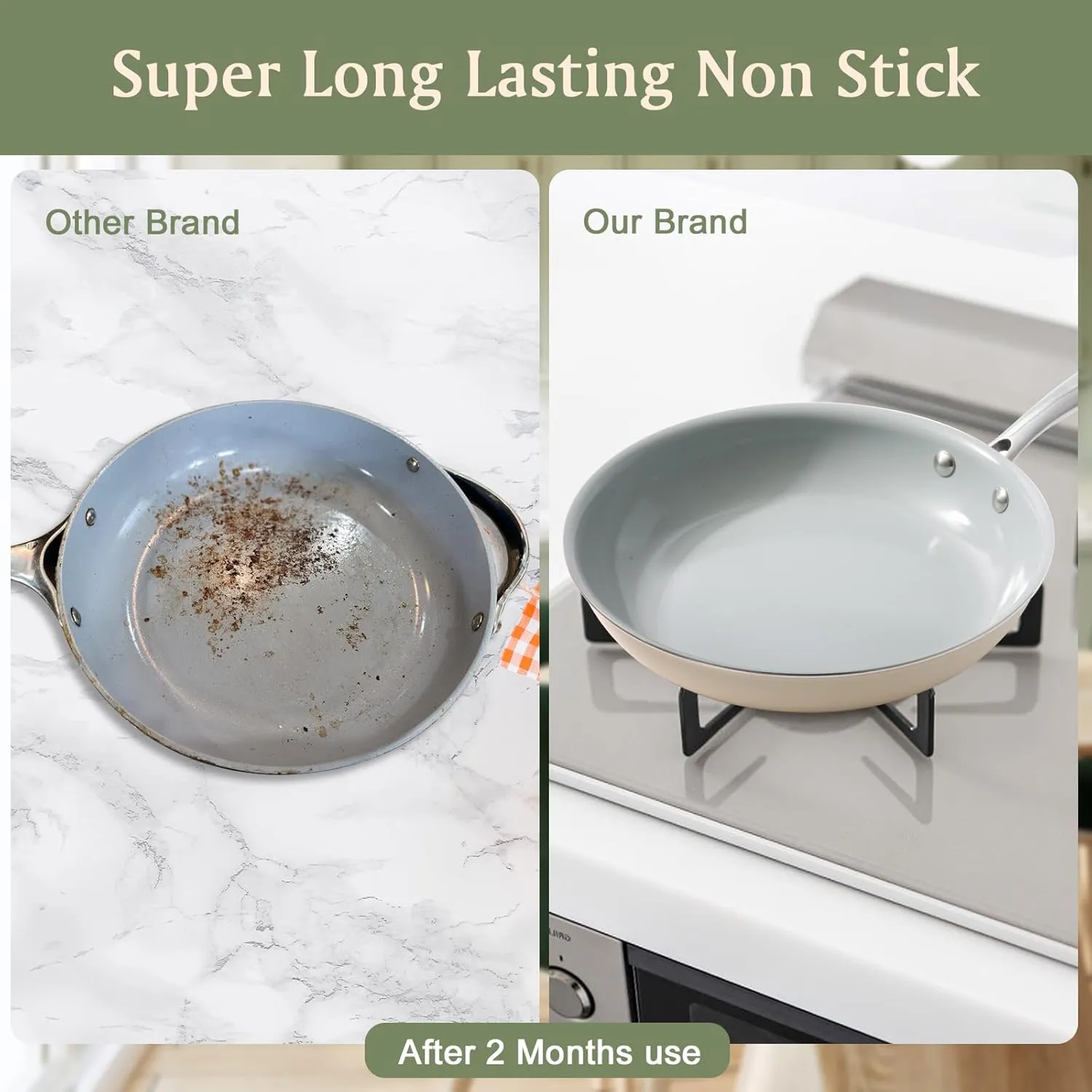 Nonstick Frying Pans Ceramic Skillet: 9.5Inches Non Stick small Egg Fry Pan - PFOA PTFE PFAS Free - Induction,Gas,Electric Compatible