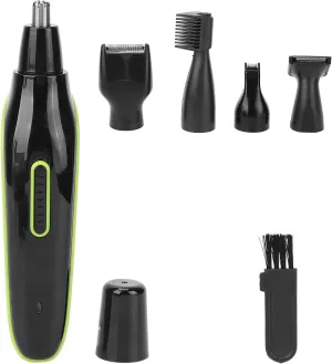 Nose Hair Trimmer for Men, 5-in-1 USB Rechargeable with Cleaning Brush and Multiple Heads for Nose, Ear, and Eyebrows