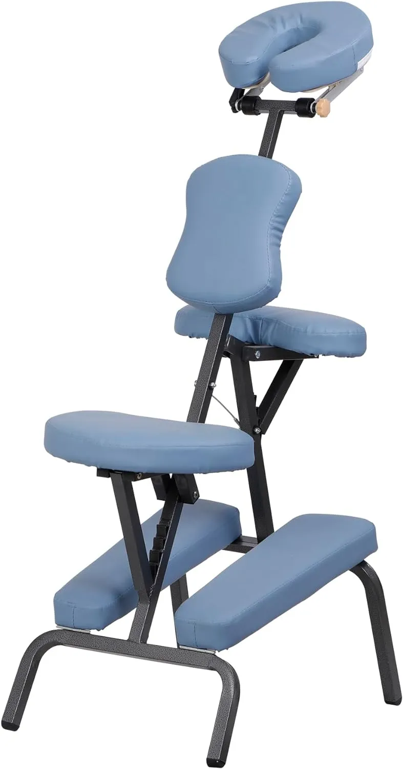 Nova Microdermabrasion Portable Massage Chair Foldable Tattoo Therapy Chair 4 Inches Thickness Sponge Face Cradle Spa Salon Massage Chair (Blue)
