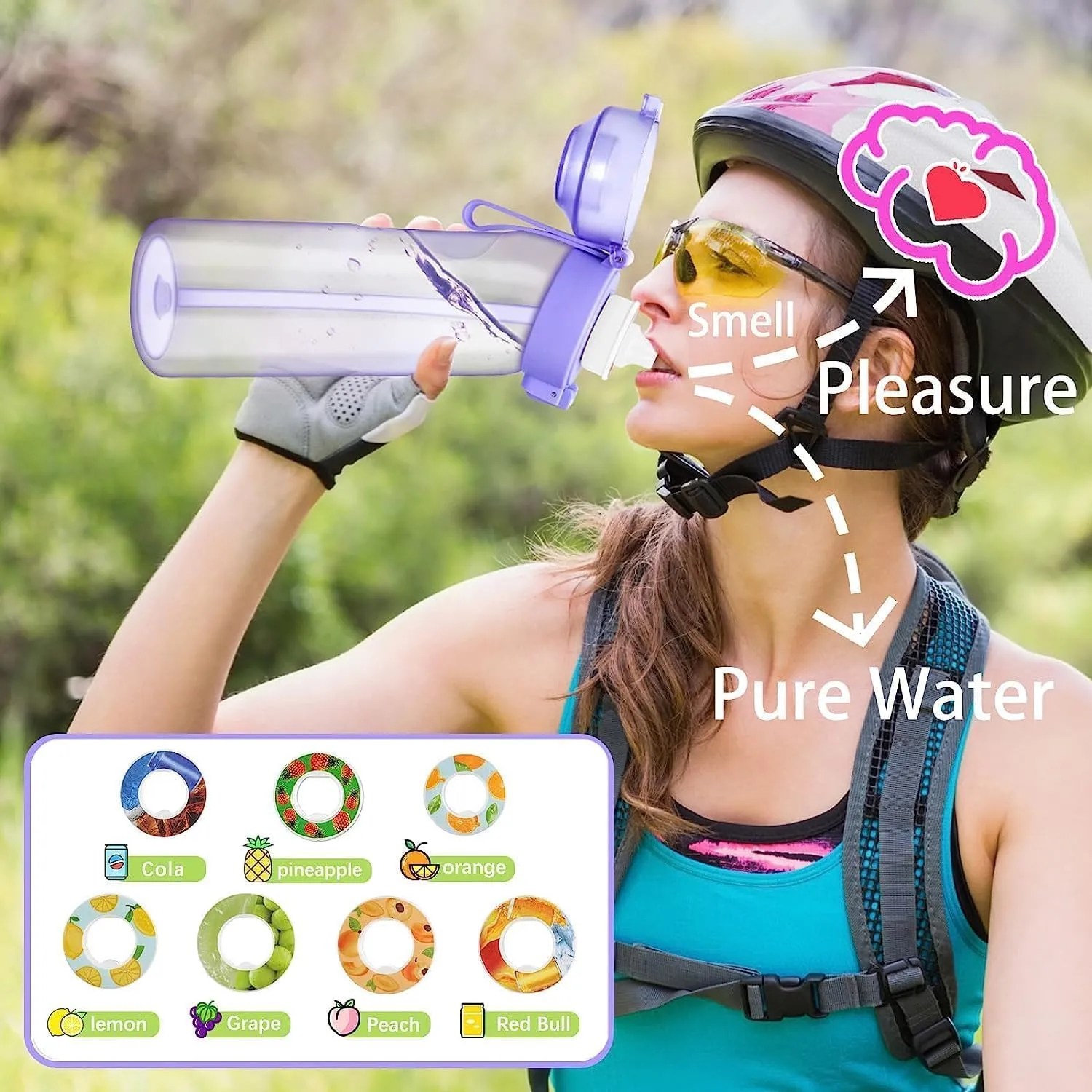 NURCIX 650ML Sports Air Water Bottle BPA Free Starter up Set Drinking Bottles, Fruit Fragrance Water Bottle,with 7 Flavour pods%0 Sugar Water Cup,for Gym, Outdoor and Gift